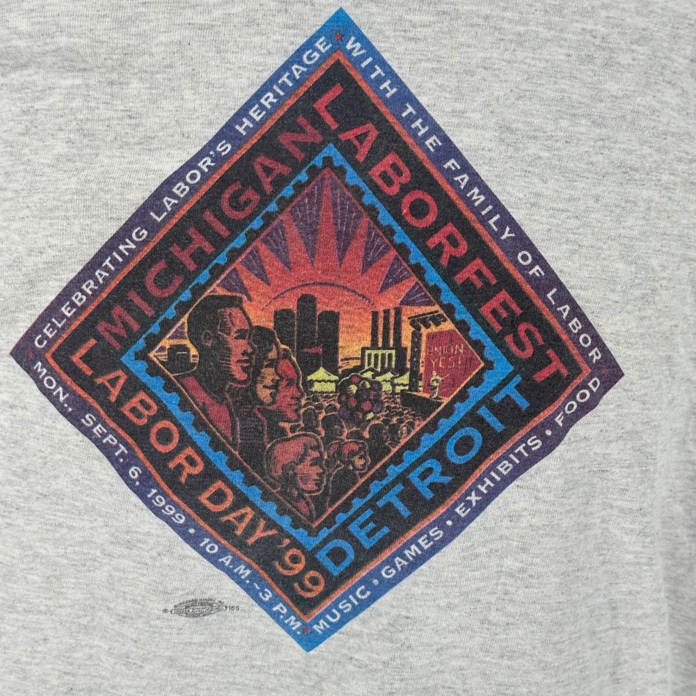 Vtg 1999 MI Laborfest Activist Detroit Single Stitch Shirt XXL Cotton Union Made